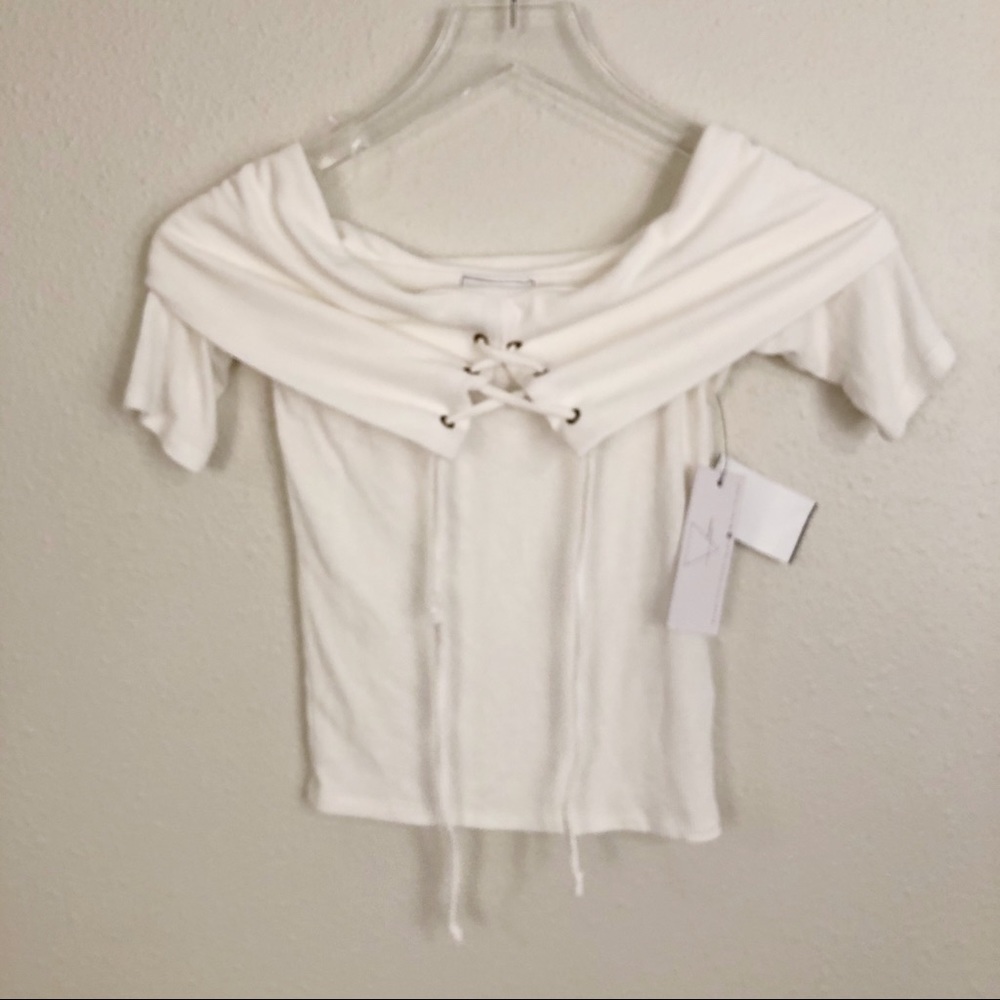 NWT Sage The Label White Tie Crop Top Sz XS